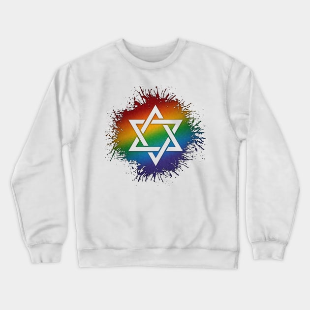 Rainbow Star of David Crewneck Sweatshirt by LiveLoudGraphics